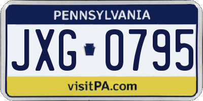 PA license plate JXG0795