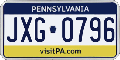 PA license plate JXG0796