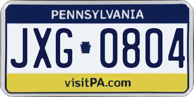 PA license plate JXG0804