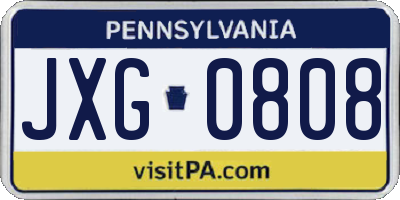 PA license plate JXG0808