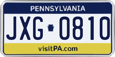 PA license plate JXG0810