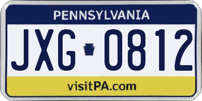 PA license plate JXG0812