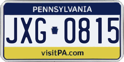 PA license plate JXG0815