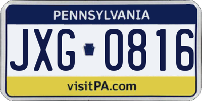 PA license plate JXG0816