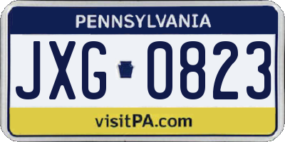 PA license plate JXG0823