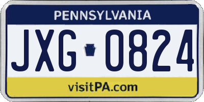 PA license plate JXG0824