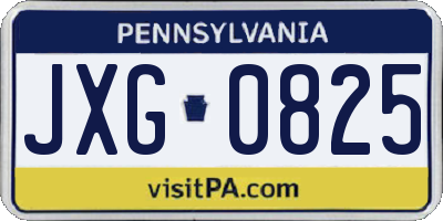 PA license plate JXG0825