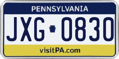 PA license plate JXG0830