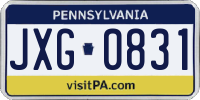 PA license plate JXG0831
