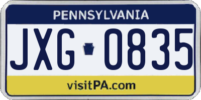 PA license plate JXG0835