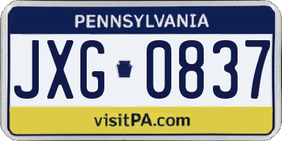 PA license plate JXG0837