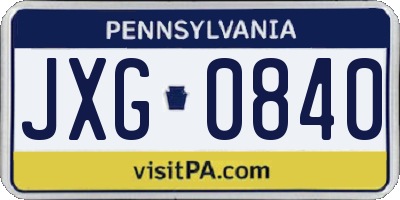 PA license plate JXG0840