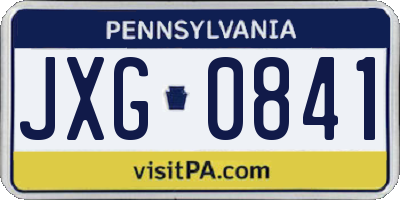PA license plate JXG0841