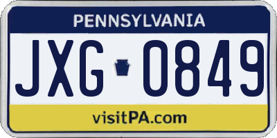PA license plate JXG0849