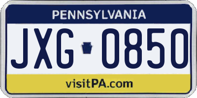 PA license plate JXG0850