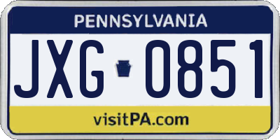 PA license plate JXG0851