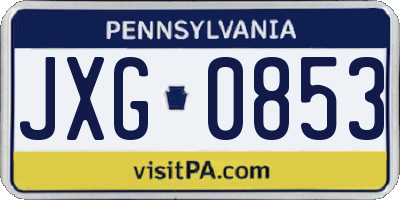 PA license plate JXG0853