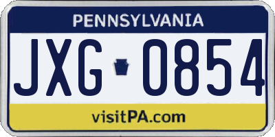 PA license plate JXG0854