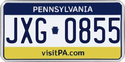 PA license plate JXG0855