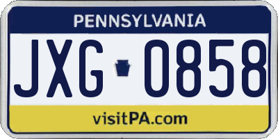 PA license plate JXG0858
