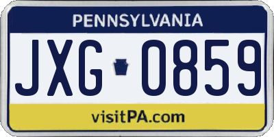 PA license plate JXG0859