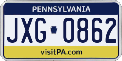 PA license plate JXG0862