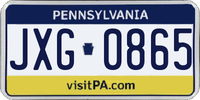 PA license plate JXG0865