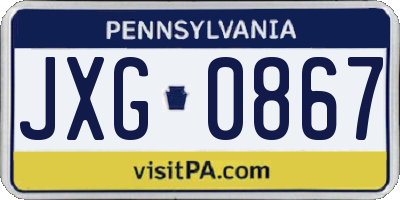 PA license plate JXG0867