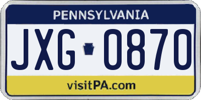 PA license plate JXG0870