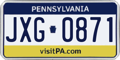PA license plate JXG0871