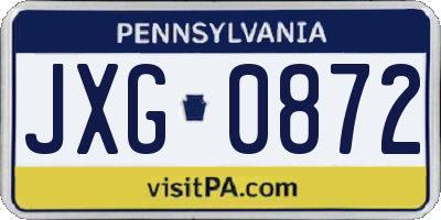 PA license plate JXG0872