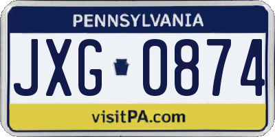 PA license plate JXG0874