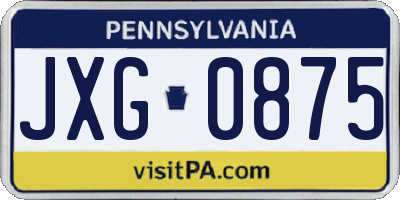 PA license plate JXG0875