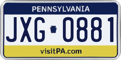 PA license plate JXG0881