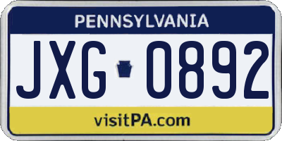 PA license plate JXG0892