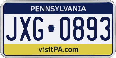 PA license plate JXG0893