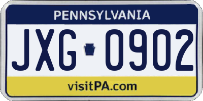 PA license plate JXG0902