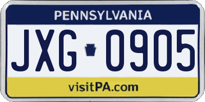 PA license plate JXG0905