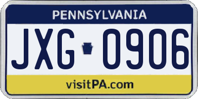 PA license plate JXG0906