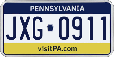 PA license plate JXG0911