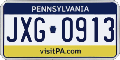 PA license plate JXG0913