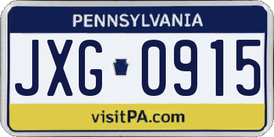 PA license plate JXG0915