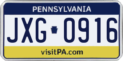 PA license plate JXG0916