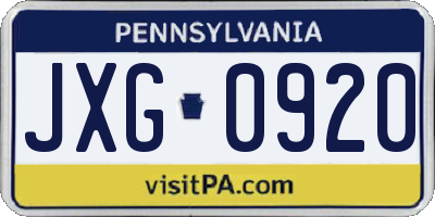 PA license plate JXG0920