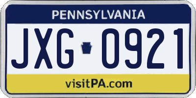 PA license plate JXG0921