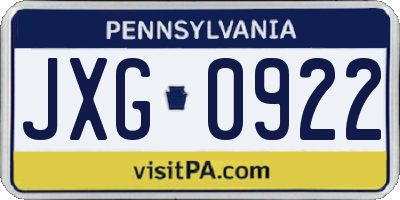 PA license plate JXG0922