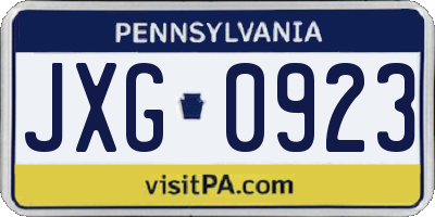 PA license plate JXG0923