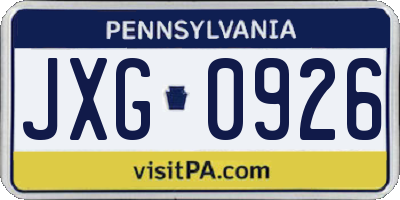 PA license plate JXG0926