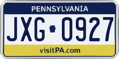 PA license plate JXG0927
