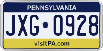 PA license plate JXG0928